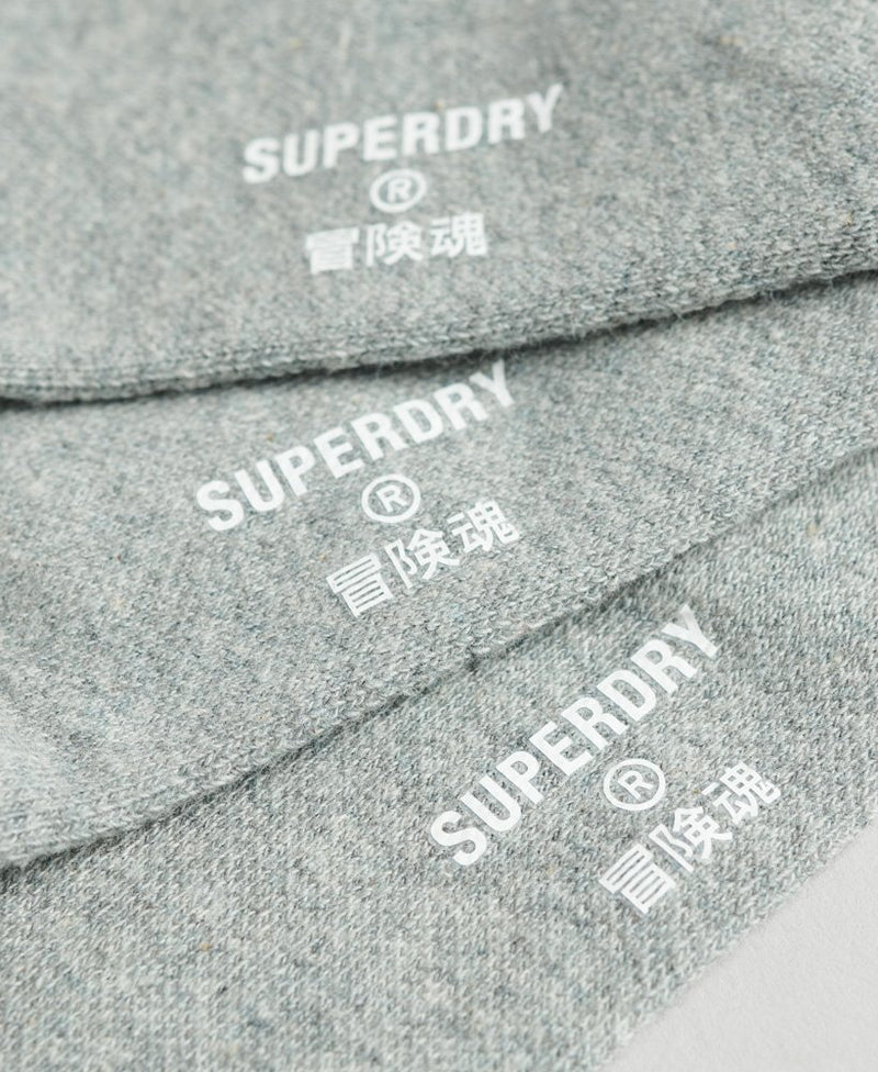 Superdry  Unisex Organic Cotton Trainer Sock 3 Pack - GREY MARL