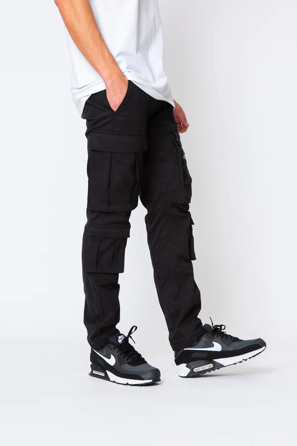 Valere Milano Carrico Technical inspired cargo pant bungee hem BLACK