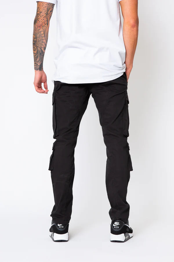 Valere Milano Carrico Technical inspired cargo pant bungee hem BLACK