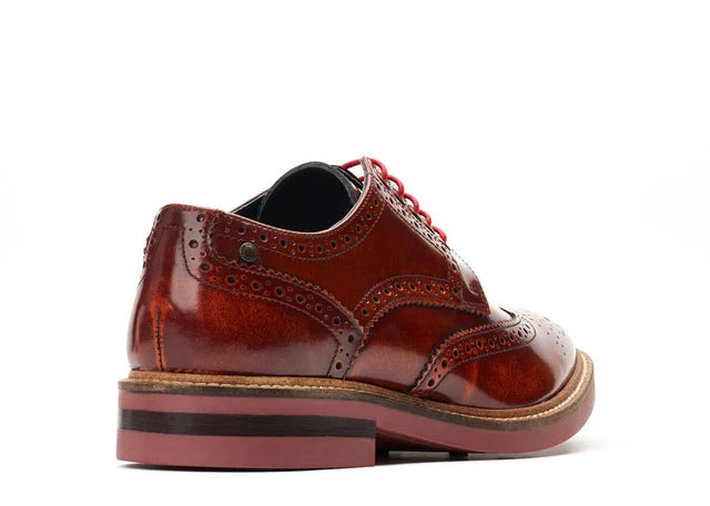 Base London Woburn Hi Shine Leather Brogue Shoes - Tan Brown