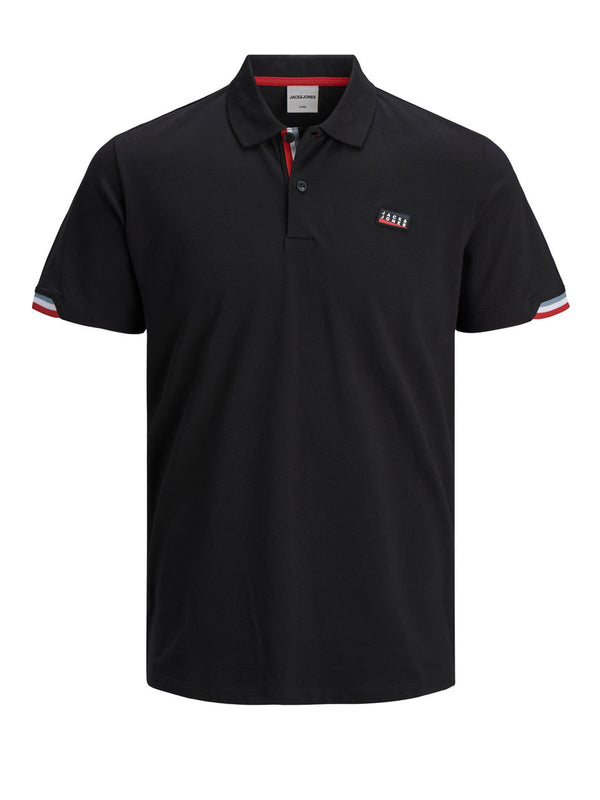 Jack & Jones Spring Logo Badge Polo Shirt in Black