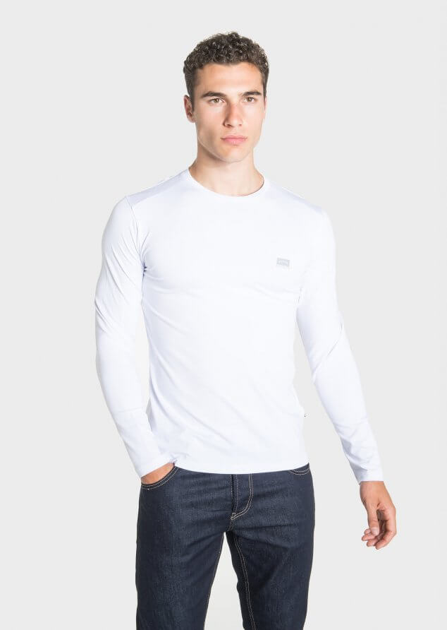 883 Police Host Cotton Jersey Long Sleeved T-Shirt in White