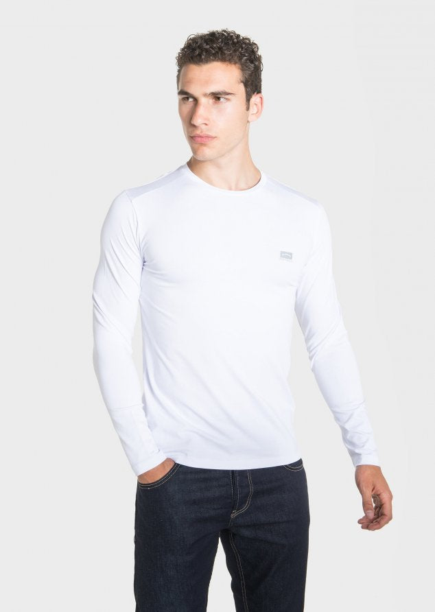 883 Police Host Cotton Jersey Long Sleeved T-Shirt in White
