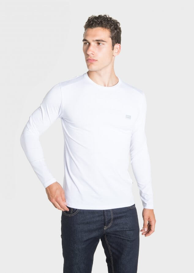 883 Police Host Cotton Jersey Long Sleeved T-Shirt in White