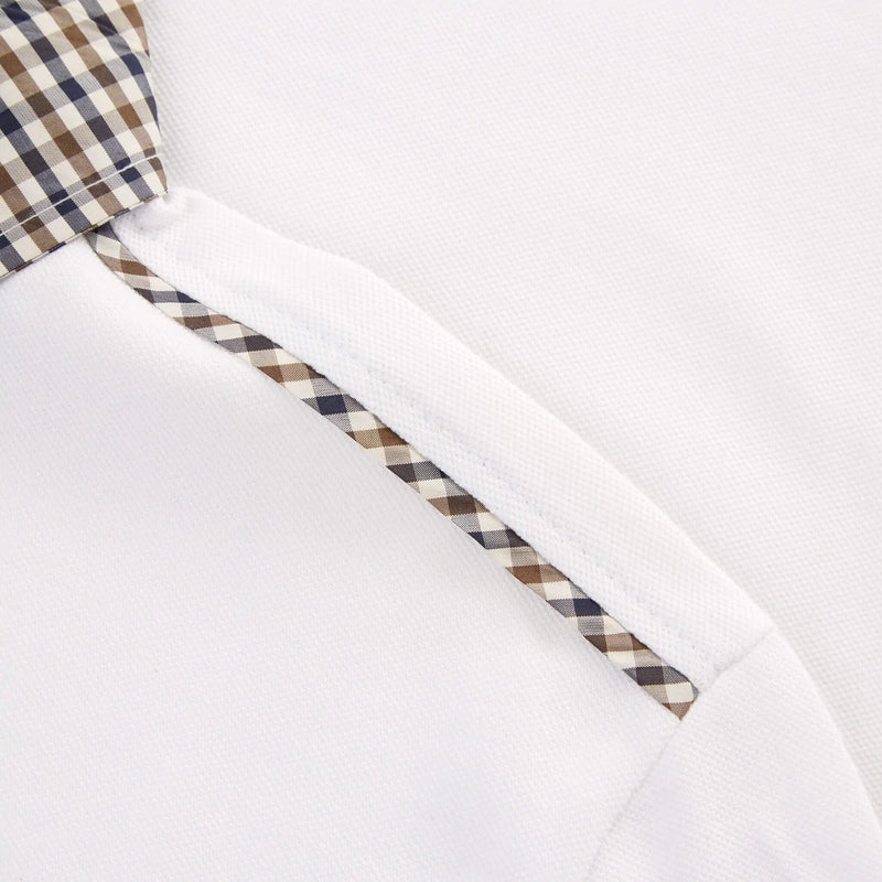 Weekend Offender Long Sleeve Check Collar Polo Tavarez - WHITE