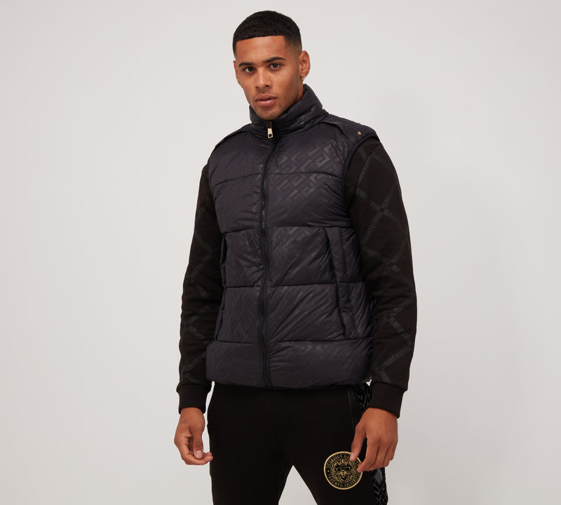 Glorious Gangsta Logo Aziri Mens Designer Gilet BLACK