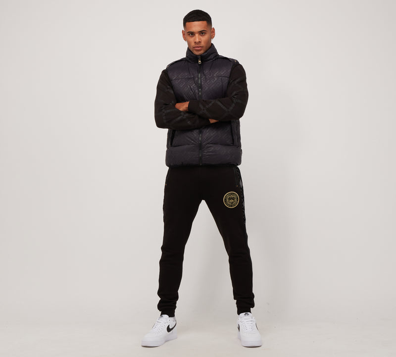 Glorious Gangsta Logo Aziri Mens Designer Gilet BLACK