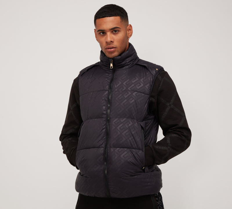 Glorious Gangsta Logo Aziri Mens Designer Gilet BLACK