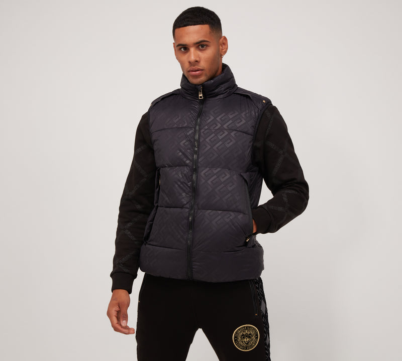 Glorious Gangsta Logo Aziri Mens Designer Gilet BLACK