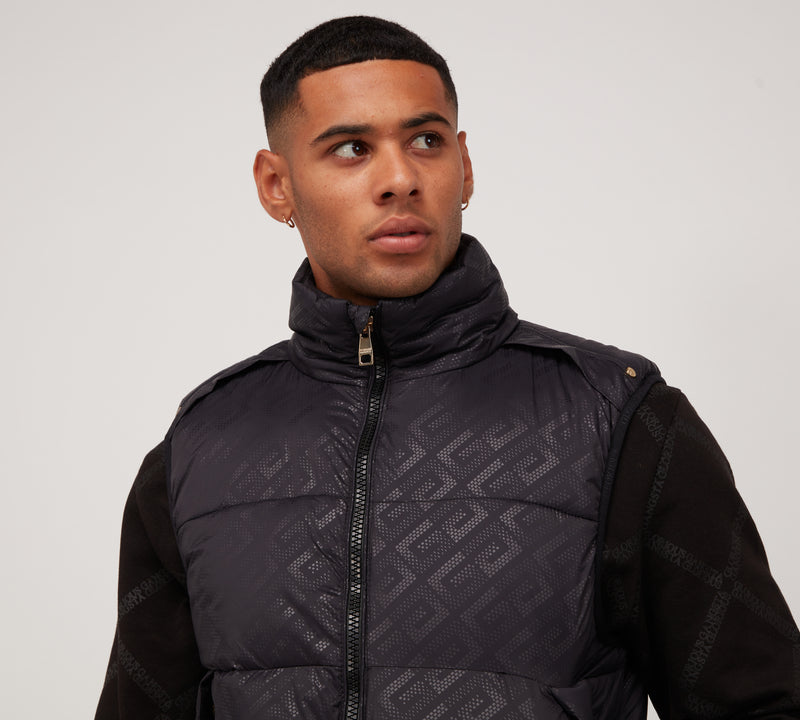 Glorious Gangsta Logo Aziri Mens Designer Gilet BLACK