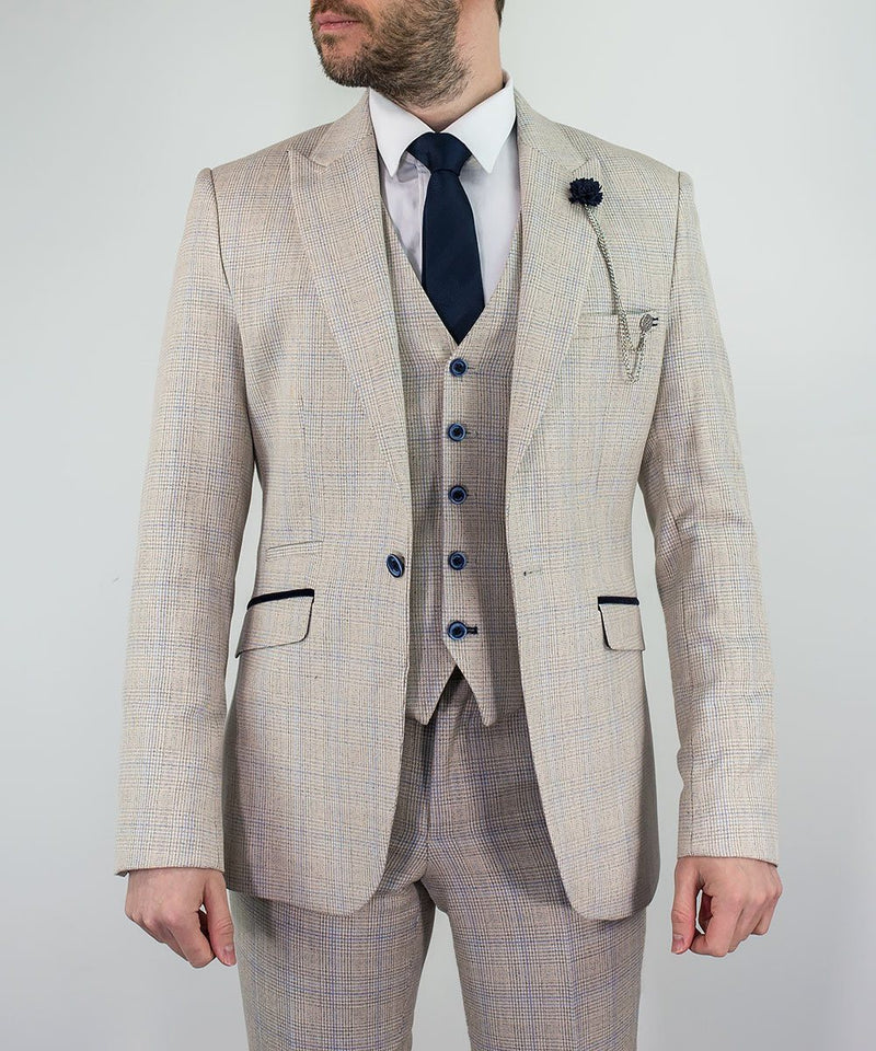 House of Cavani Caridi Slim Fit Blazer In Beige