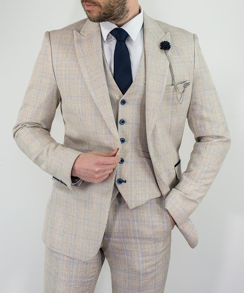 House of Cavani Caridi Slim Fit Blazer In Beige