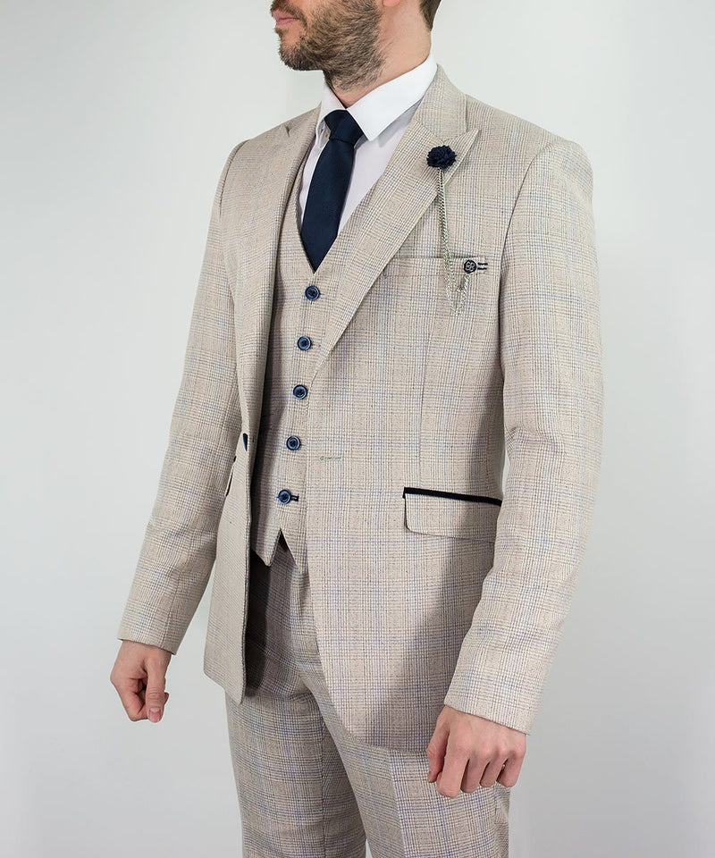 House of Cavani Caridi Slim Fit Blazer In Beige