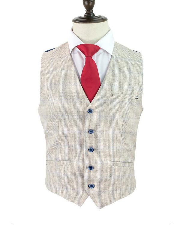 House of Cavani Caridi Slim Fit Waist Coat in Beige