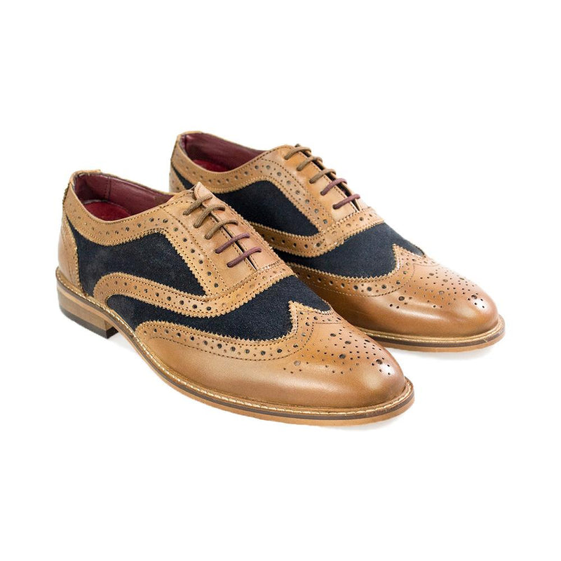 House of Cavani Ellington navy quarter lace up front with Goodyear welt leather sole