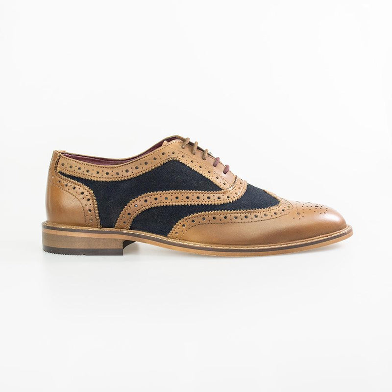 House of Cavani Ellington navy quarter lace up front with Goodyear welt leather sole