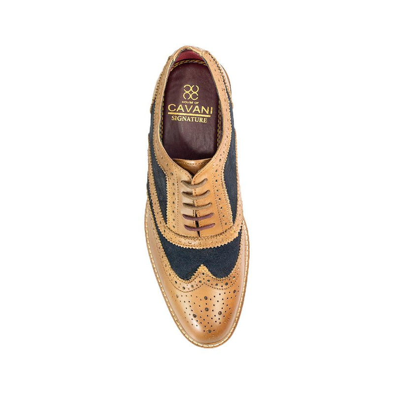 House of Cavani Ellington navy quarter lace up front with Goodyear welt leather sole