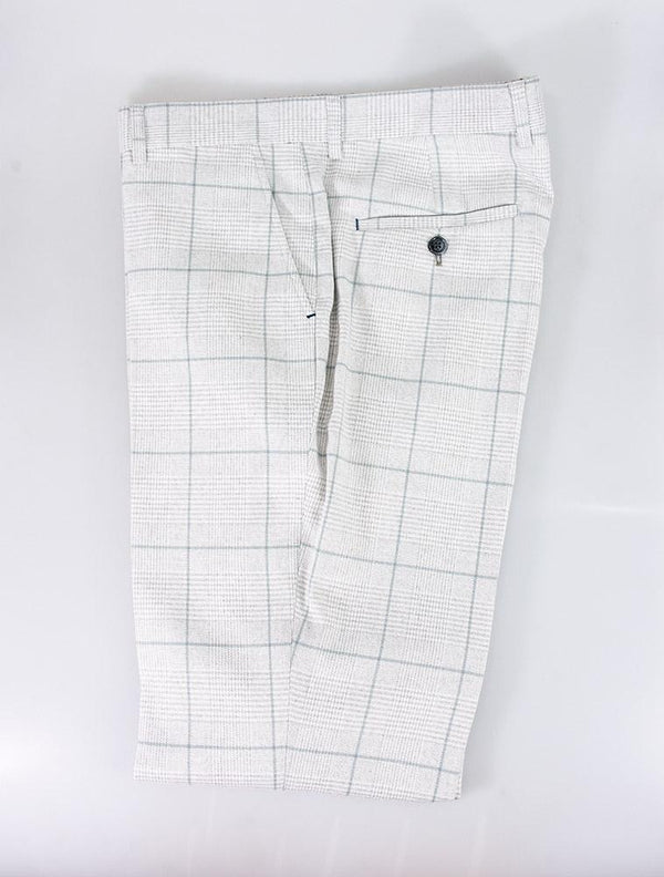 House of Cavani Radika Slim Fit Check Trousers in Light Snow Grey