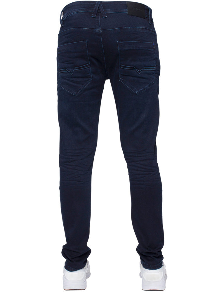 Eto Jeans Hyper Stretch 5 pocket button Fly Denim Em624 Navy Blue