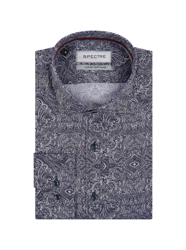 SPECTRE LUXURY SHIRTMAKER Gene Paisley Shirt IN NAVY