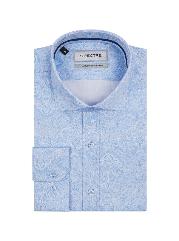 SPECTRE LUXURY SHIRTMAKER Gene Paisley Shirt in SKY