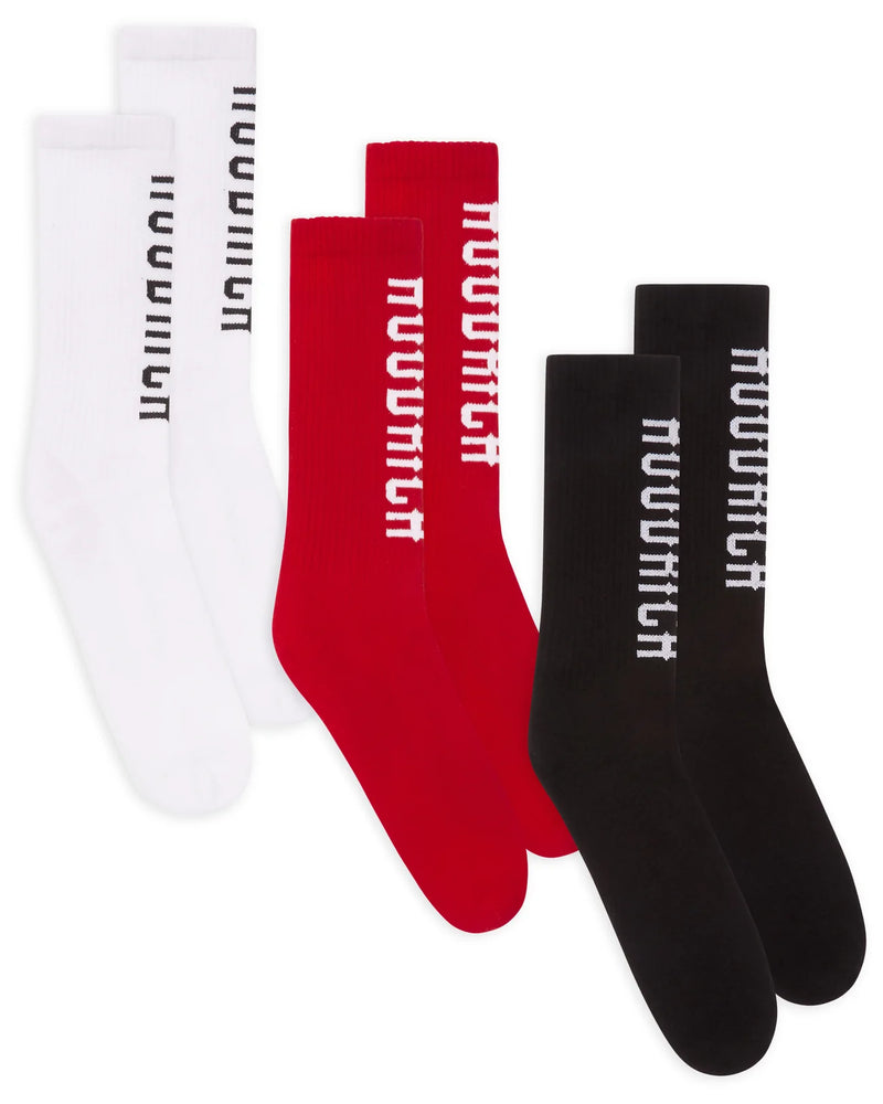 Hoodrich OG Track 3 Pack Socks Black/White/Lychee