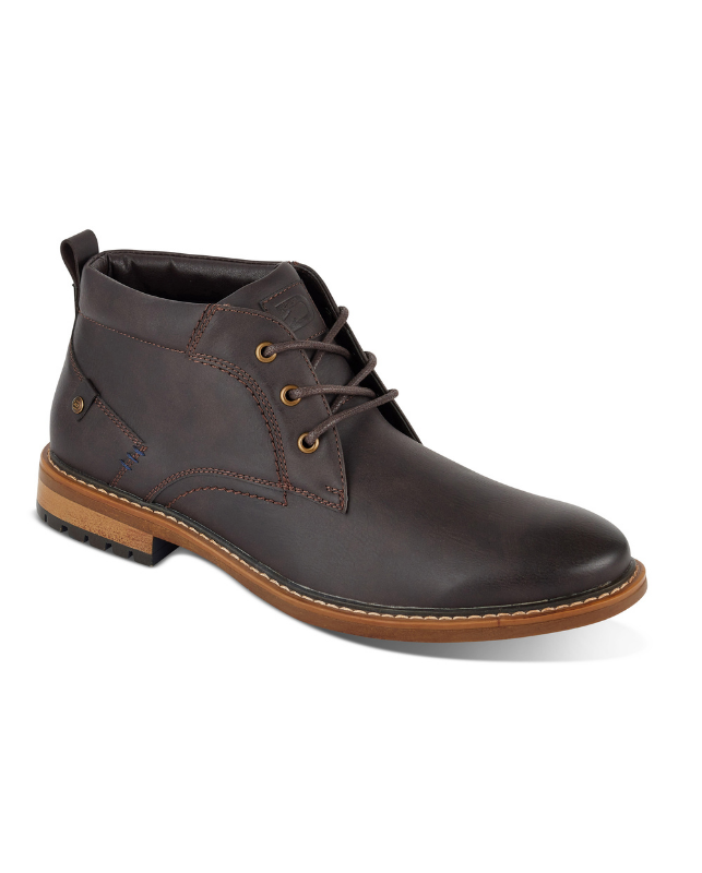 Deakins leather chukka boot Soba Stitched Detail Dark BROWN