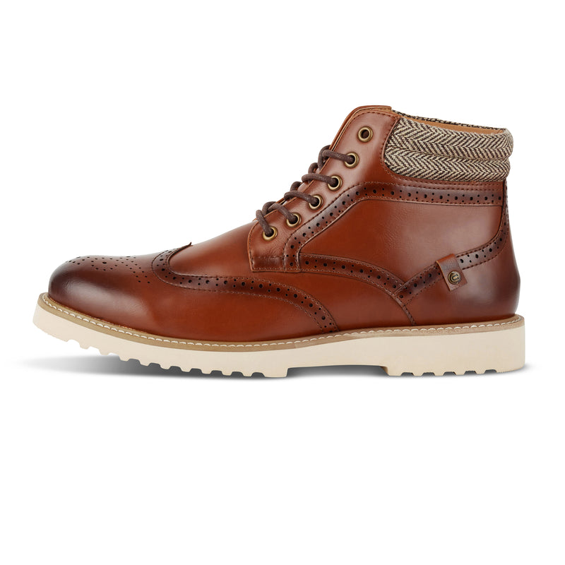 Deakins Udon Leather Lace up Brogue with wedge sole Boot in TAN