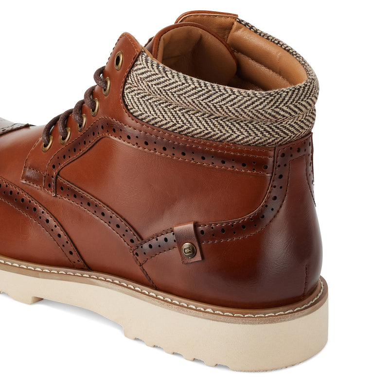Deakins Udon Leather Lace up Brogue with wedge sole Boot in TAN