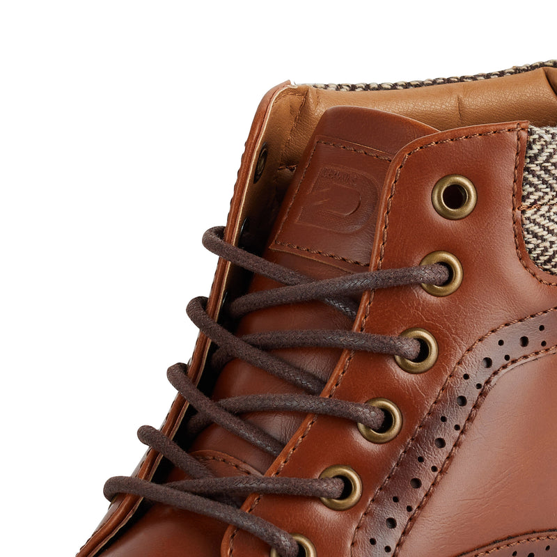 Deakins Udon Leather Lace up Brogue with wedge sole Boot in TAN