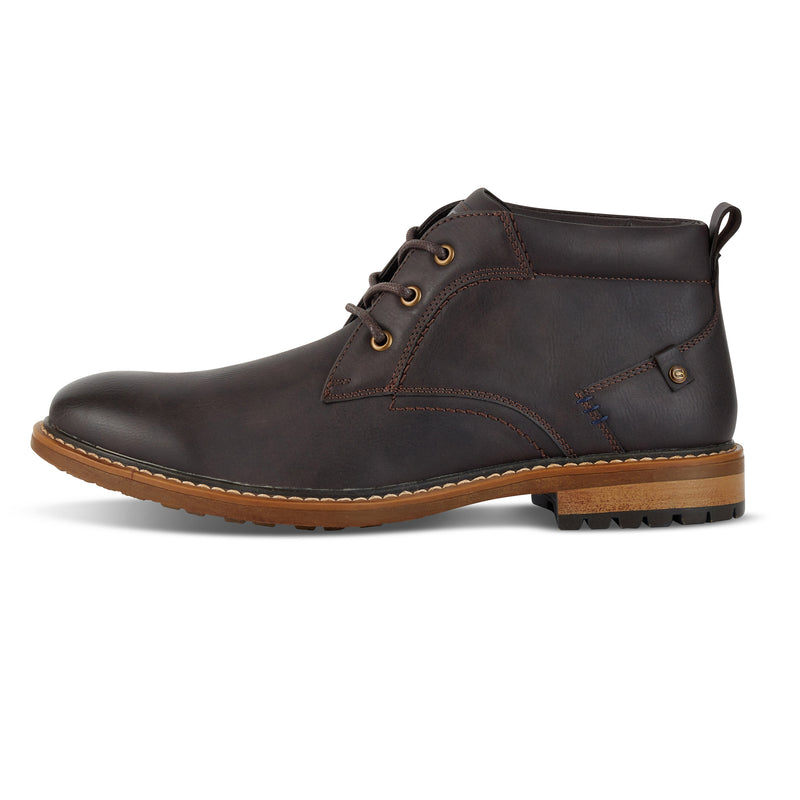 Deakins leather chukka boot Soba Stitched Detail Dark BROWN