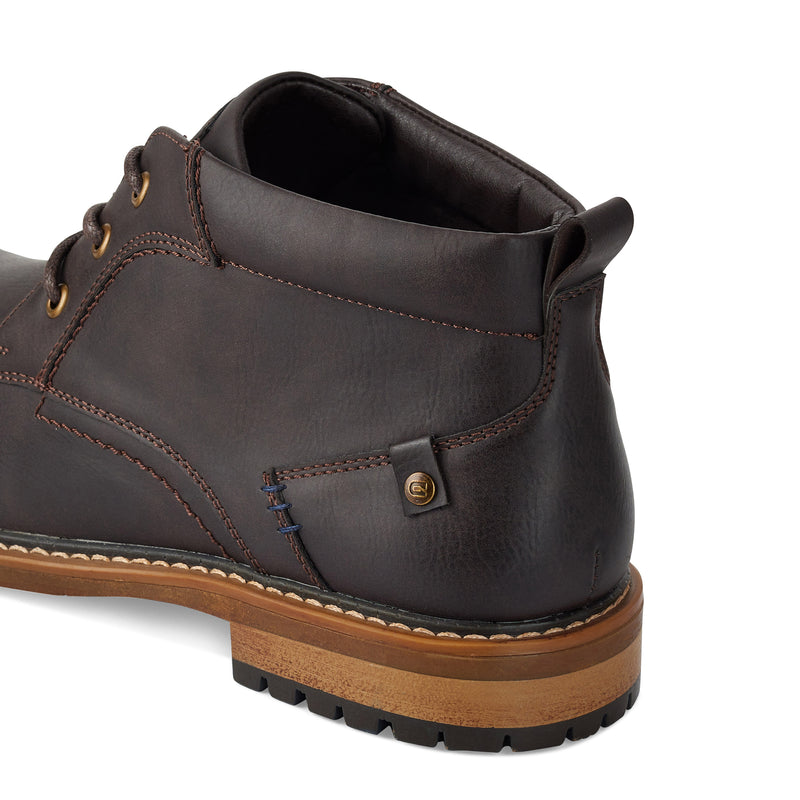 Deakins leather chukka boot Soba Stitched Detail Dark BROWN