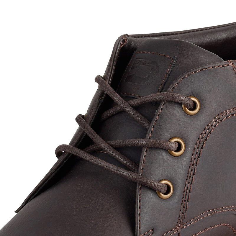Deakins leather chukka boot Soba Stitched Detail Dark BROWN