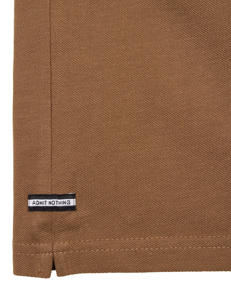 Weekend Offender Nylon Check Polo Shirt Costa - CARAMEL