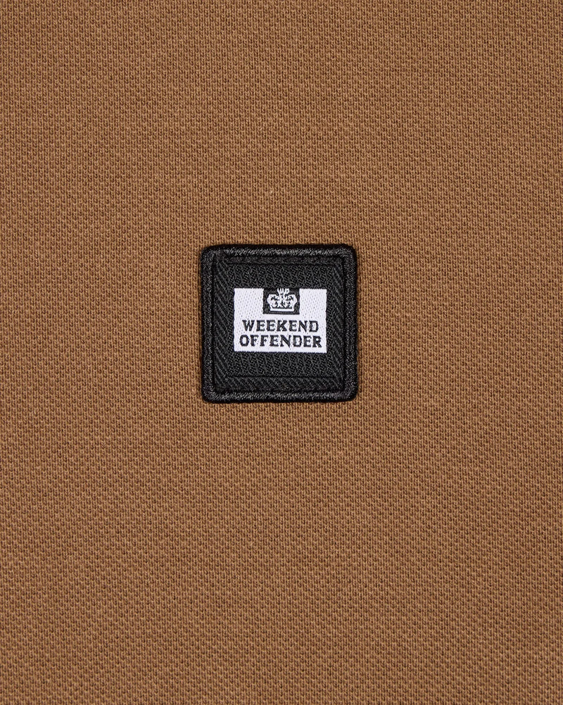 Weekend Offender Long Sleeve Check Collar Polo Tavarez - CARAMEL