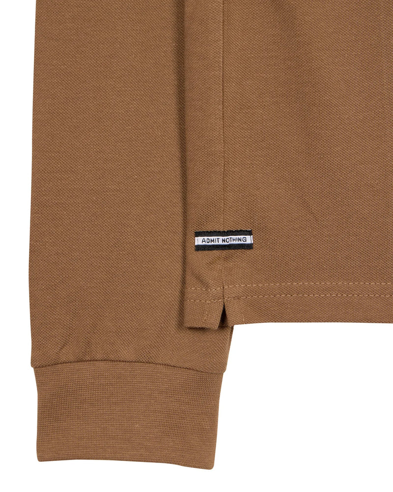 Weekend Offender Long Sleeve Check Collar Polo Tavarez - CARAMEL