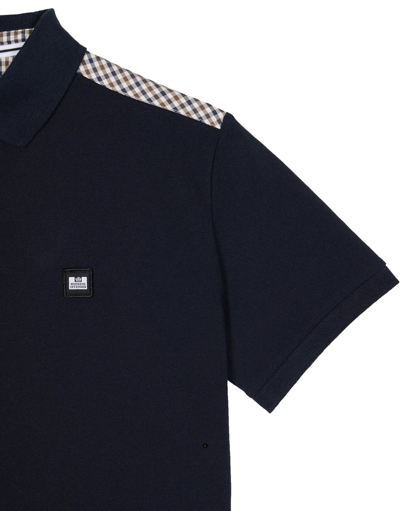 Weekend Offender Jacobs House Check detail polo shirt - NAVY