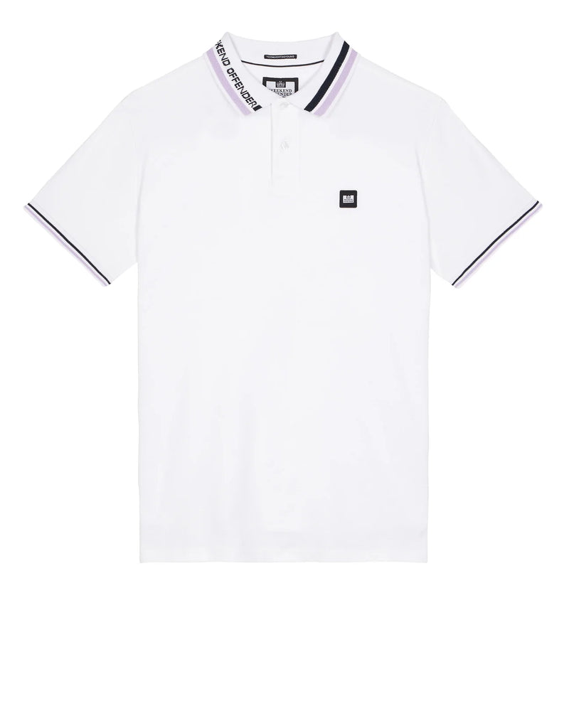Weekend Offender Jennings collar 100% cotton pique polo Shirt WHITE