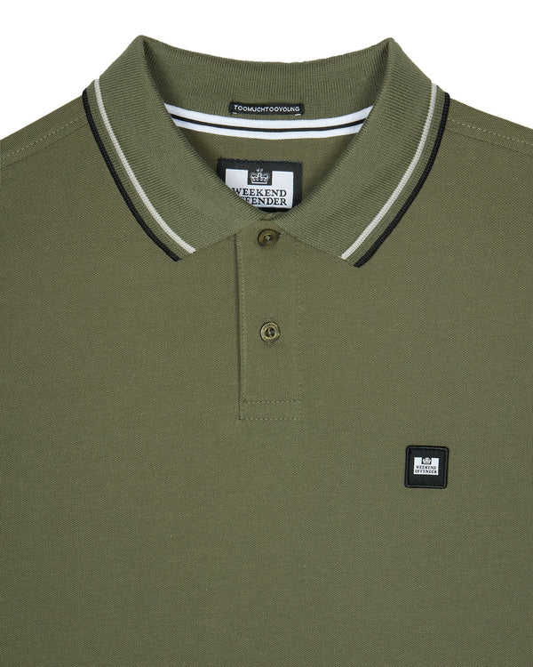 Weekend Offender Sterling Stripe and tipped polo Shirt NAVY