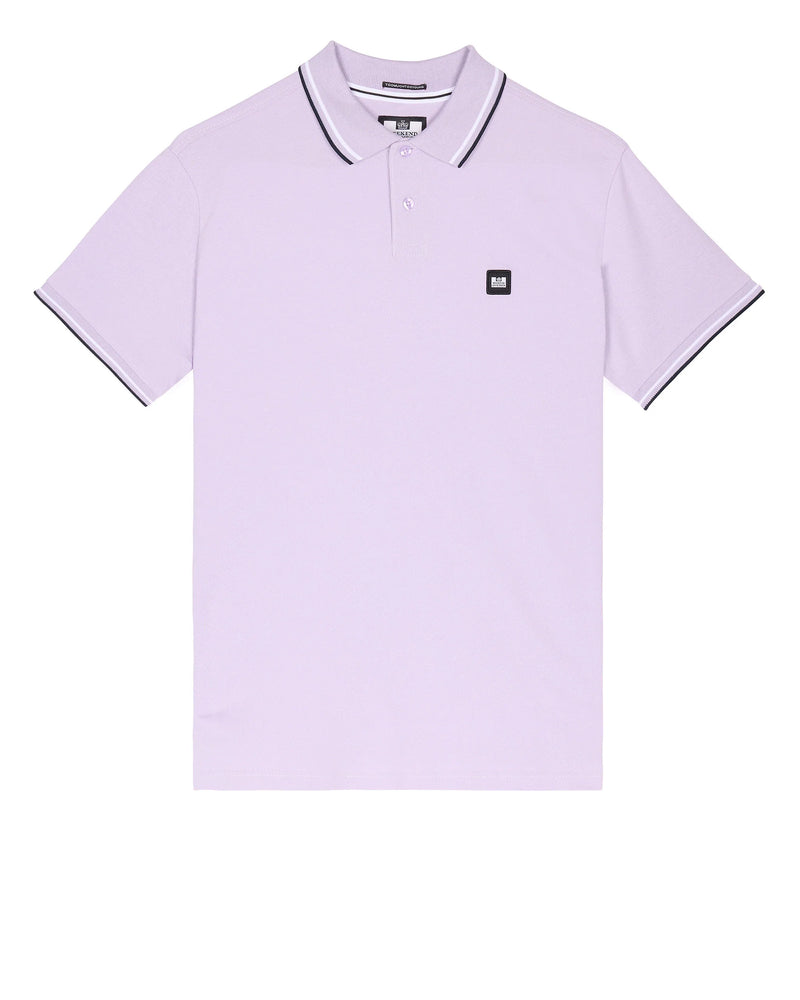Weekend Offender Sterling Stripe and tipped polo Shirt WISTERIA