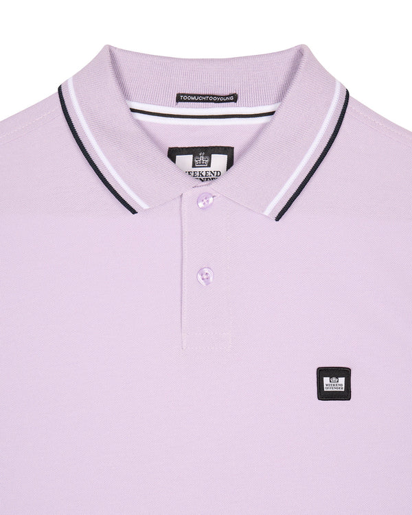 Weekend Offender Sterling Stripe and tipped polo Shirt WISTERIA