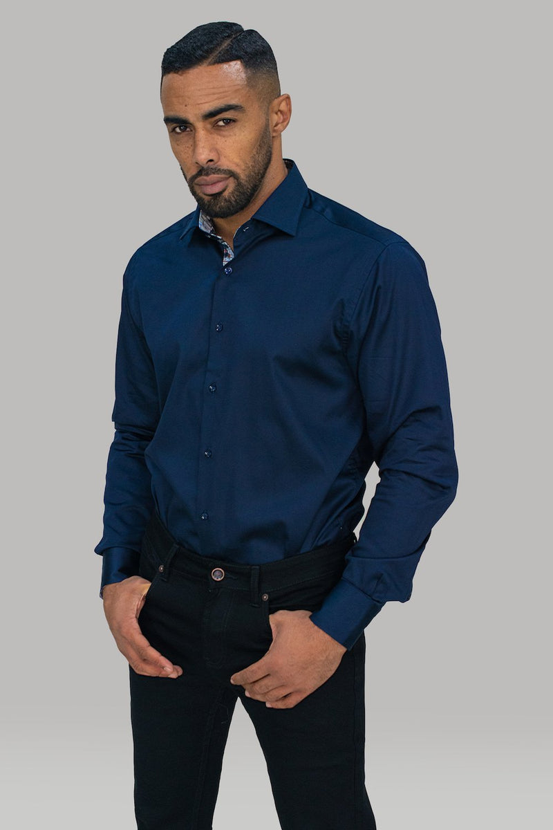 House of Cavani premium Cotton Rio Long Sleeve shirt NAVY