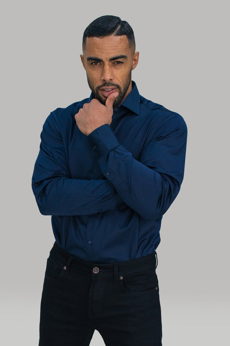 House of Cavani premium Cotton Rio Long Sleeve shirt NAVY