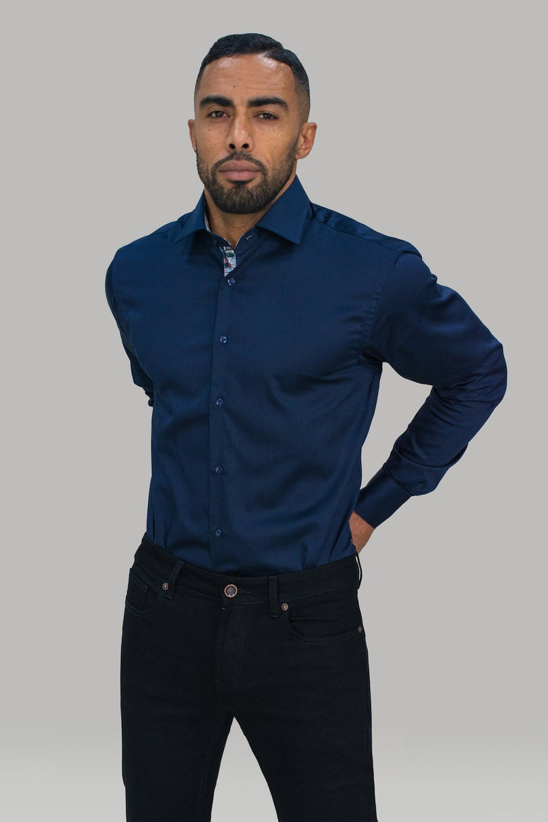 House of Cavani premium Cotton Rio Long Sleeve shirt NAVY