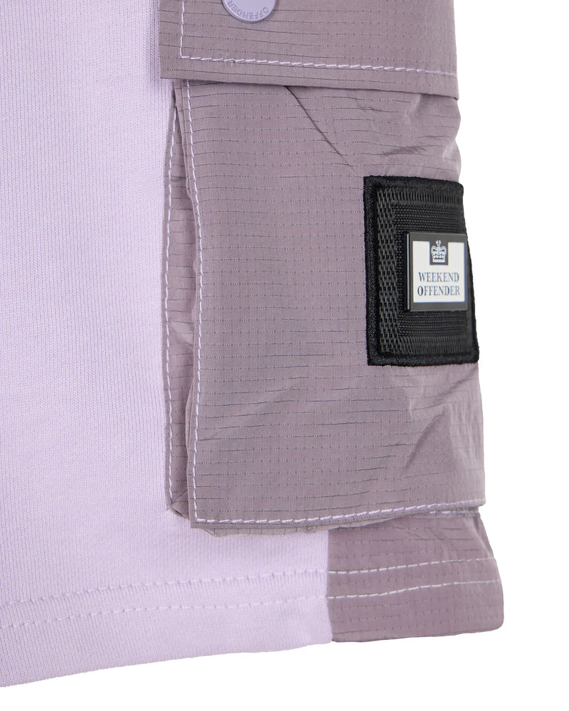 Weekend Offender Pink Sands Jog short with woven overlay WISTERIA