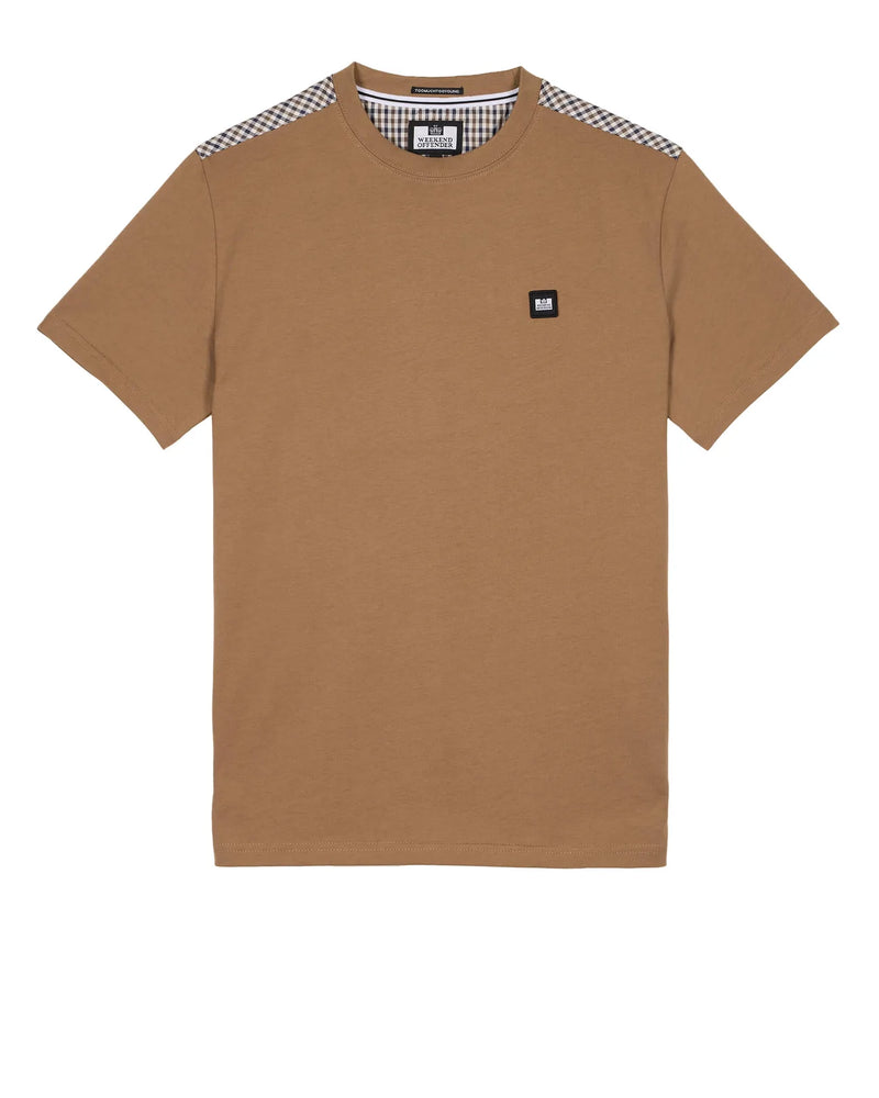 Weekend Offender Nylon Check Detail Tee Diaz CARAMEL