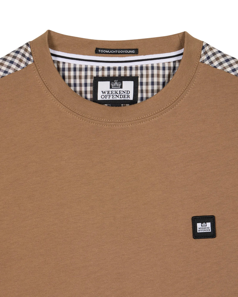 Weekend Offender Nylon Check Detail Tee Diaz CARAMEL