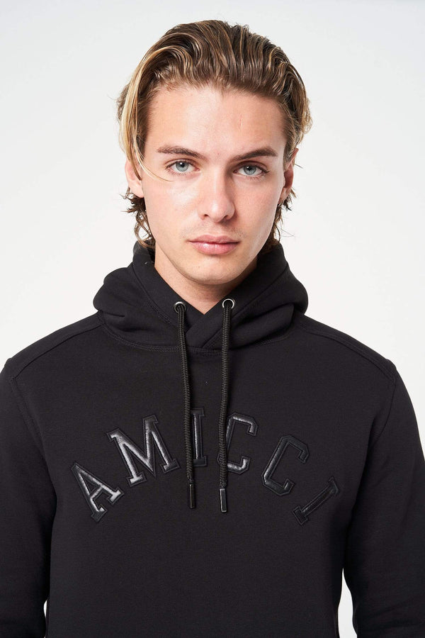 Amicci Collegiate Mens Heavy Winter Hoody Modena BLACK