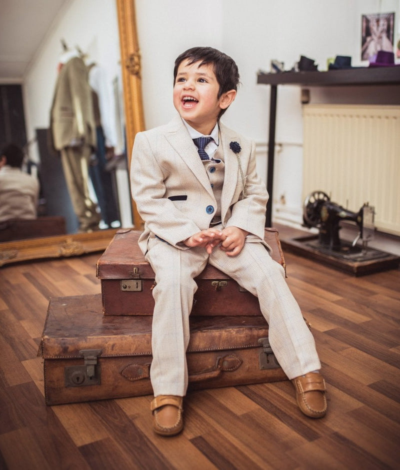 HOUSE OF CAVANI Caridi Beige Boys Three Piece Suit - Beige
