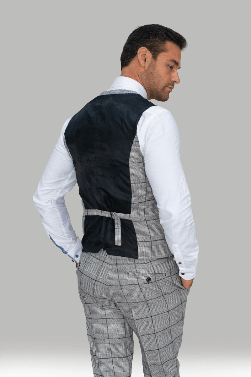HOUSE OF CAVANI Ghost Slim Fit Tweed Check Waistcoat - Grey